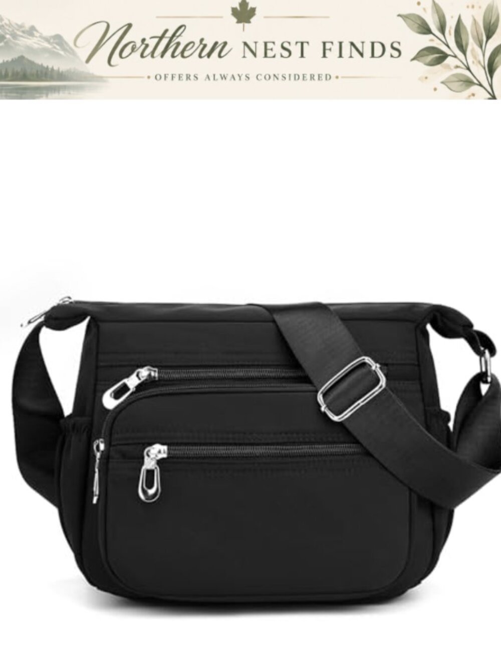 Nylon Crossbody Bag Multi Pocket Lightweight Shoulder Handbag Travel Purse